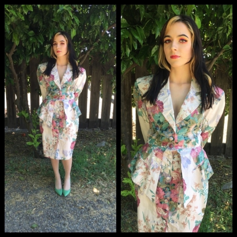 Awesome Vtg 80's Couture  peplum Dress! So cool!